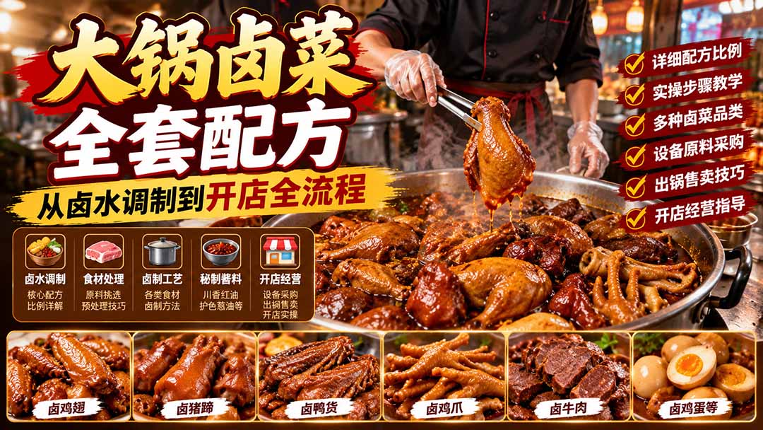 （21232期）大锅卤菜全套配方，从卤水调制到开店全流程，感觉学会了去摆摊也不错-翌晨科技网