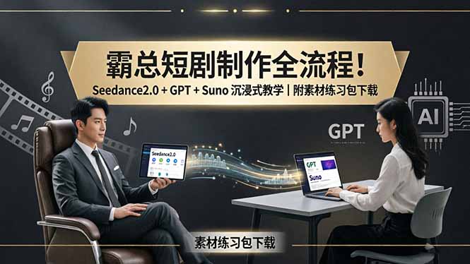 （18153期）霸总短剧制作全流程！Seedance2.0 + GPT + Suno 沉浸式教学｜附素材练习包下载-翌晨科技网