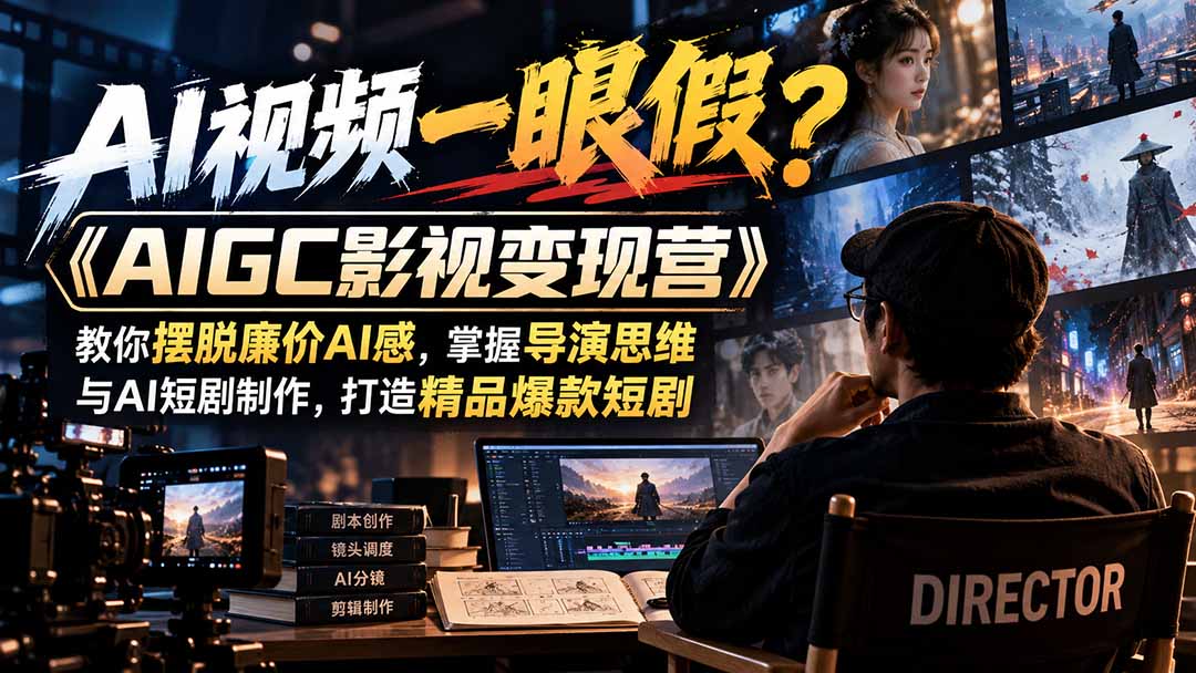 （21133期）【无水印】AI视频一眼假？《AIGC影视变现营》教你摆脱廉价AI感，掌握导演思维与AI短剧制作，打造精品爆款短剧-翌晨科技网