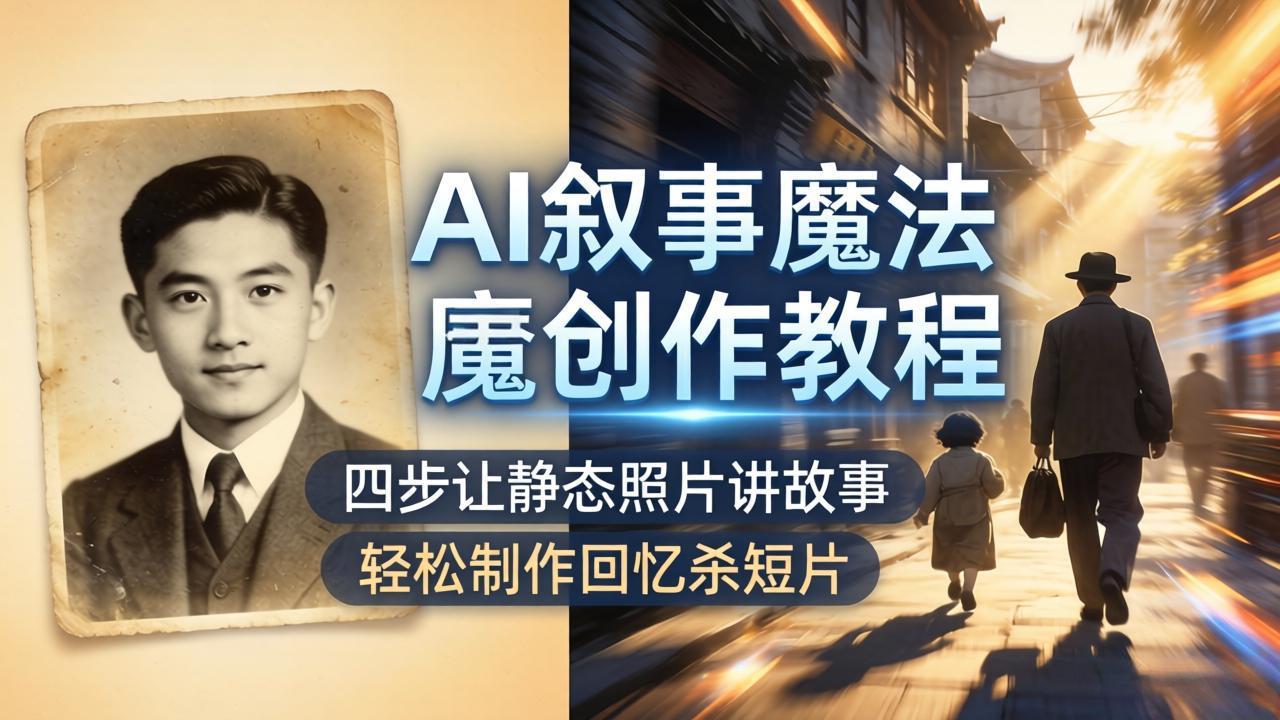 （18208期）AI叙事魔法创作教程，四步让静态照片讲故事，老照片修复加动态特效，轻松制作回忆杀短片-翌晨科技网