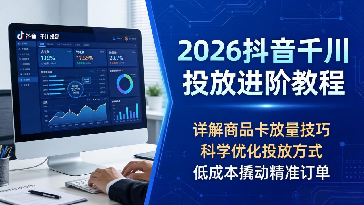 （18184期）2026抖音千川投放进阶教程，详解商品卡放量技巧，科学优化投放方式，低成本撬动精准订单-翌晨科技网