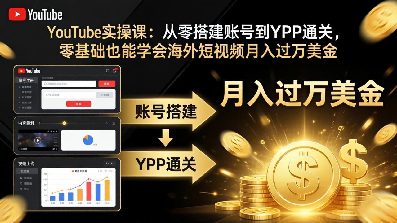 （17897期）YouTube实操课：从零搭建账号到YPP通关，零基础也能学会海外短视频月入过万美金-翌晨科技网