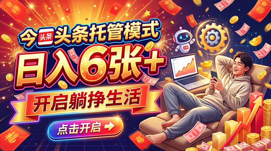 (21083期)今日头条AI托管模式,每天5分钟,最高月入5000+,操作超简单,零门槛-翌晨科技网