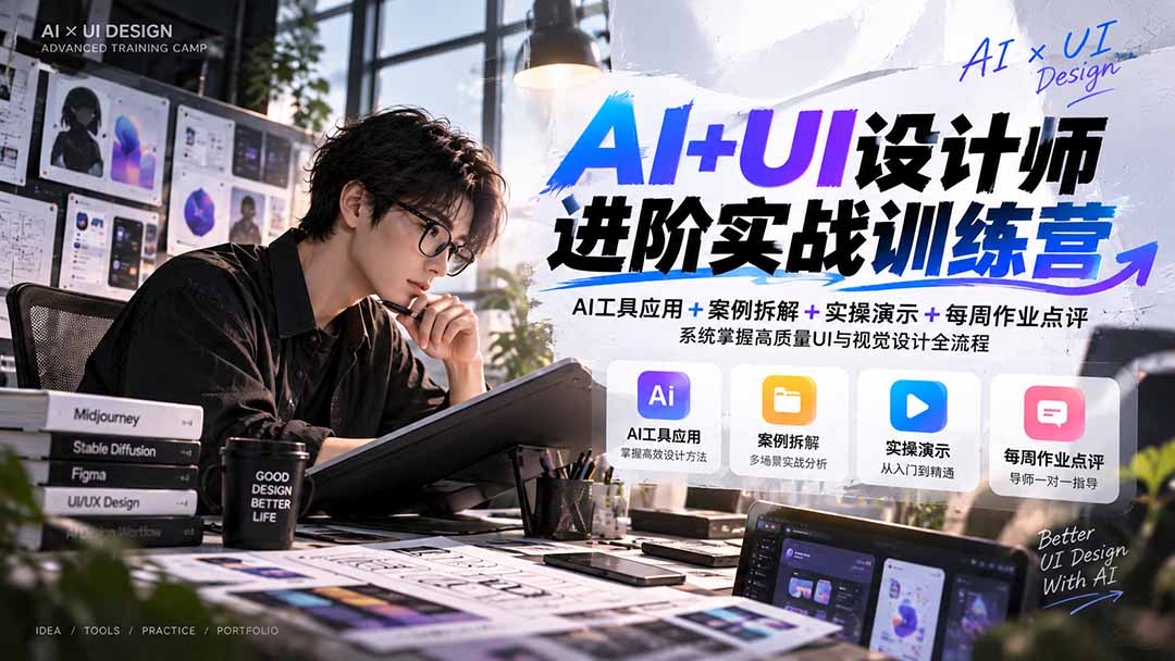 （20905期）【无水印】AI+UI设计师进阶训练营-第4期：AI工具应用+案例拆解+实操演示+作业点评，掌握高质量UI与视觉设计全流程-翌晨科技网