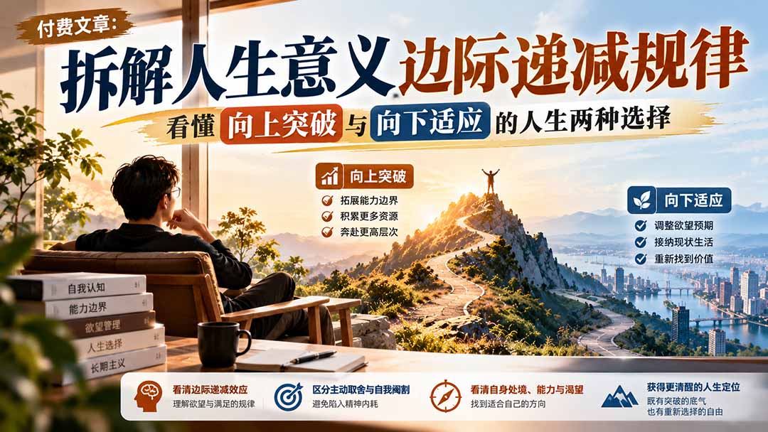（21233期）付费文章：拆解人生意义边际递减规律，看懂向上突破与向下适应的人生两种选择-翌晨科技网
