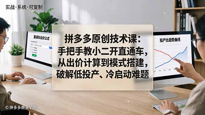 （18159期）拼多多原创技术课：手把手教小二开直通车，从出价计算到模式搭建，破解低投产、冷启动难题-翌晨科技网