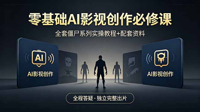 （18185期）零基础AI影视创作必修课，全套僵尸系列实操教程加配套资料，全程答疑带你独立完整出片-翌晨科技网