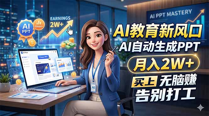 （18330期）AI教育新风口，AI自动生成PPT，月入2W+，无脑赚，告别打工-翌晨科技网