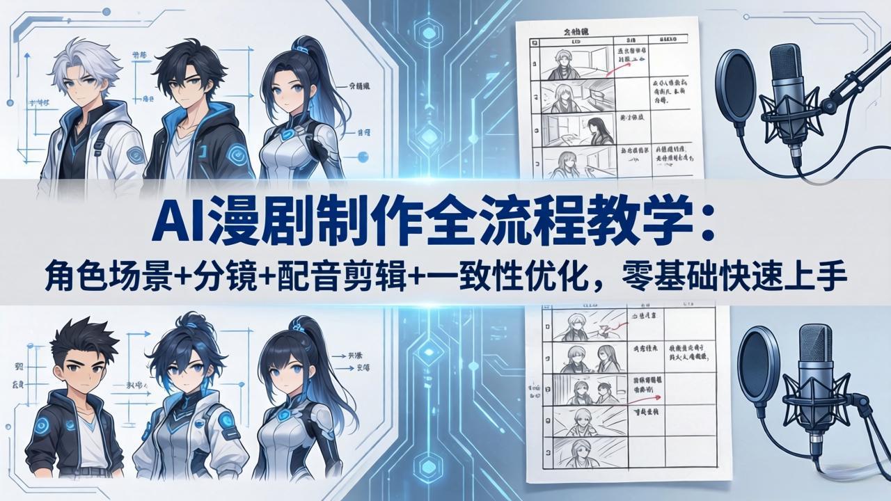 （18090期）AI漫剧制作全流程教学：角色场景+分镜+配音剪辑+一致性优化，零基础快速上手-翌晨科技网