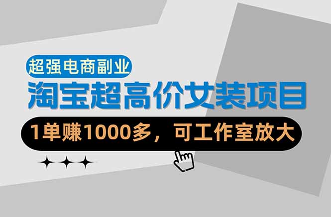 （18091期）【超强副业】淘宝超高价女装项目：1单赚1000多，可工作室放大（共52节）-翌晨科技网