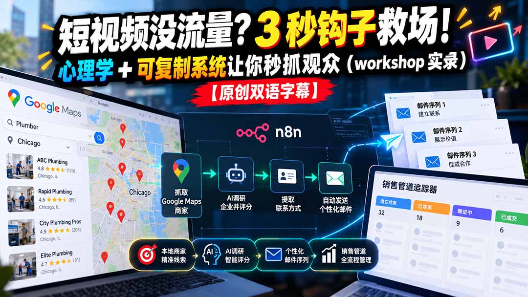 （21043期）短视频没流量？3 秒钩子救场！心理学 + 可复制系统让你秒抓观众（workshop 实录）【原创双语字幕】-翌晨科技网