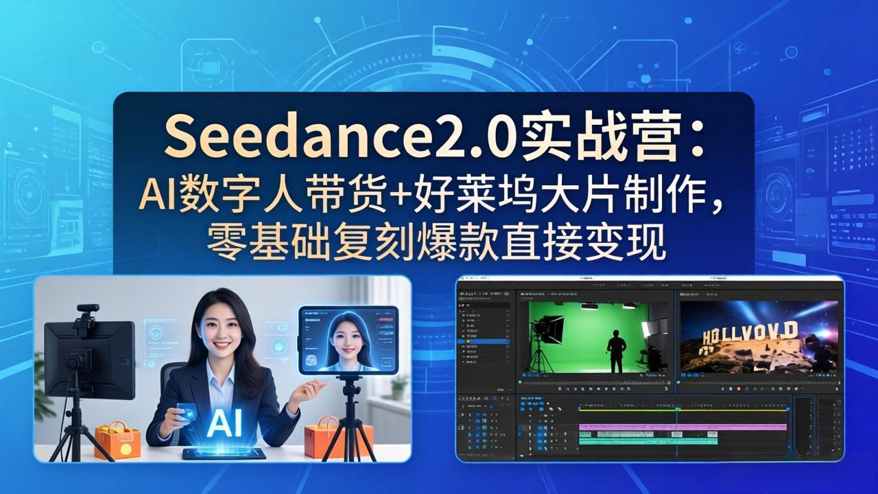 （18238期）Seedance2.0实战营：AI数字人带货+好莱坞大片制作，零基础复刻爆款直接变现-翌晨科技网