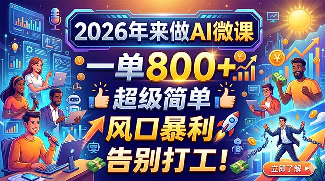 (18195期)2026年来做AI微课,一单800+,超级简单,风口暴利,告别打工!-翌晨科技网