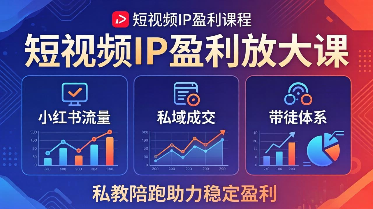 （18138期）短视频IP盈利放大课：小红书流量+私域成交+带徒体系，私教陪跑助力稳定盈利-翌晨科技网
