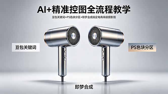 （18331期）AI+精准控图全流程教学 豆包关键词+PS色块分区+即梦合成搞定电商高级摄影图-翌晨科技网