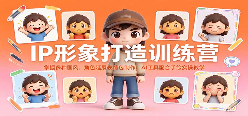 IP形象打造训练营：掌握多种画风，角色延展表情包制作，AI工具配合手绘实操教学-翌晨科技网
