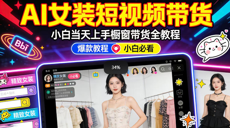 AI女装短视频橱窗带货：小白零门槛当天上手，高佣金爆款轻松賺！-翌晨科技网