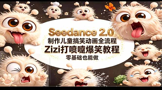 (18211期)Seedance 2.0 制作儿童搞笑动画全流程Zizi打喷嚏爆笑教程|零基础也能做-翌晨科技网