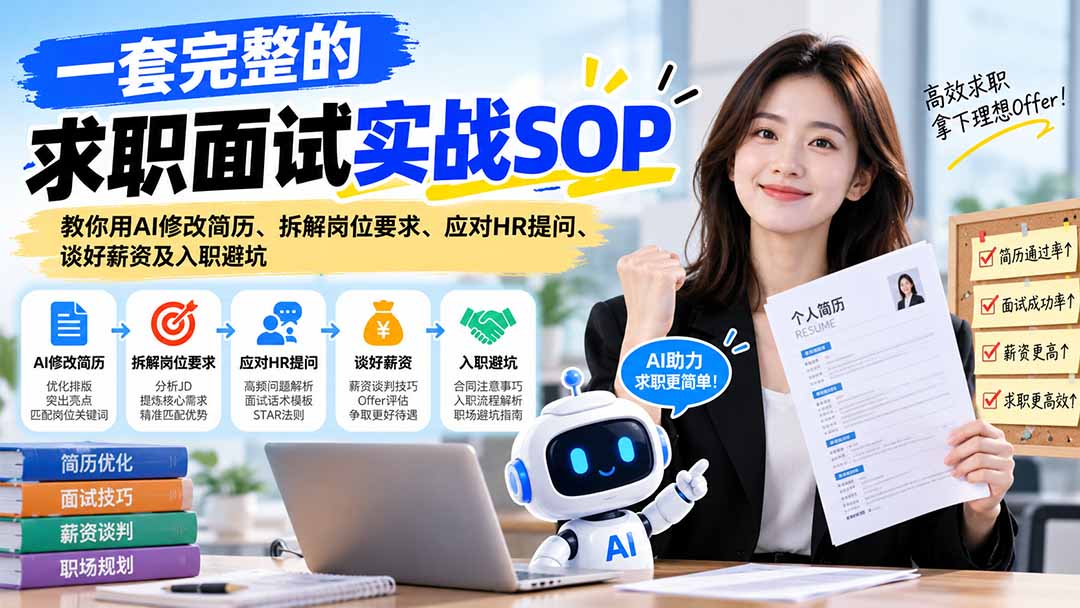 (21259期)一套完整的求职面试实战SOP:教你用AI修改简历、拆解岗位要求、应对HR提问、谈好薪资及入职避坑-翌晨科技网