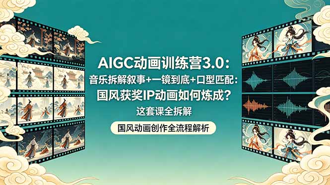（18244期）AIGC动画训练营3.0：音乐拆解叙事+一镜到底+口型匹配：国风获奖IP动画如何炼成？这套课全拆解-翌晨科技网