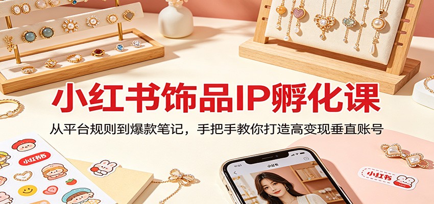 小红书饰品IP孵化课：从平台规则到爆款笔记，手把手教你打造高变现垂直账号-翌晨科技网