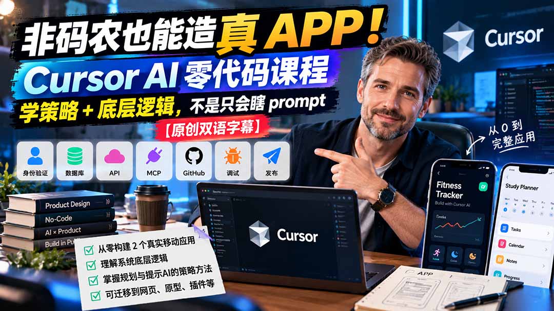 （20810期）非码农也能造真 APP！Cursor AI 零代码课程：学策略 + 底层逻辑，不是只会瞎 prompt【原创双语字幕】-翌晨科技网