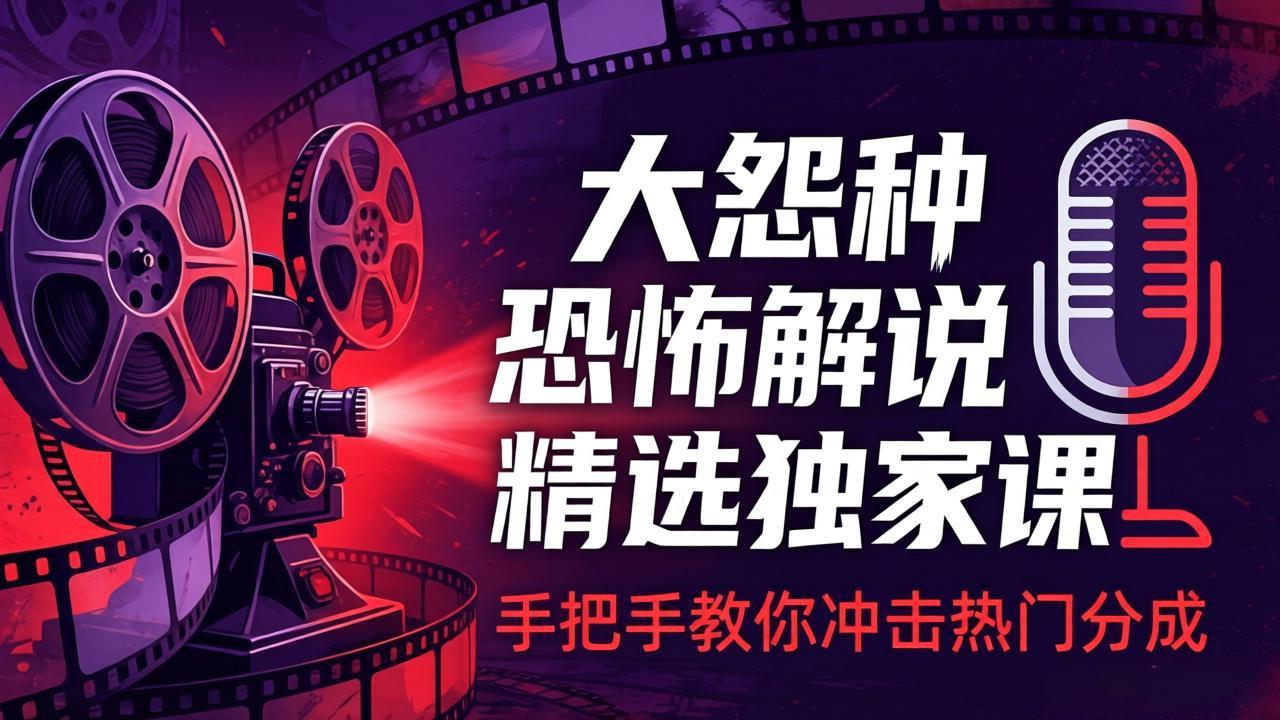 （17920期）大怨种恐怖解说精选独家课：电影下载+文案配音+片头封面，手把手教你冲击热门分成-翌晨科技网