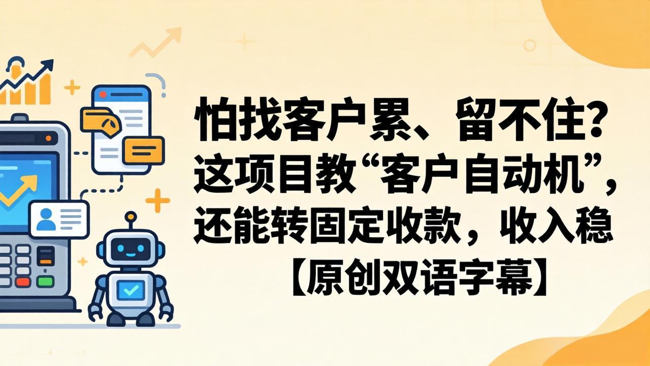 （18203期）怕找客户累、留不住？这项目教 “客户自动机”，还能转固定收款，收入稳【原创双语字幕】-翌晨科技网