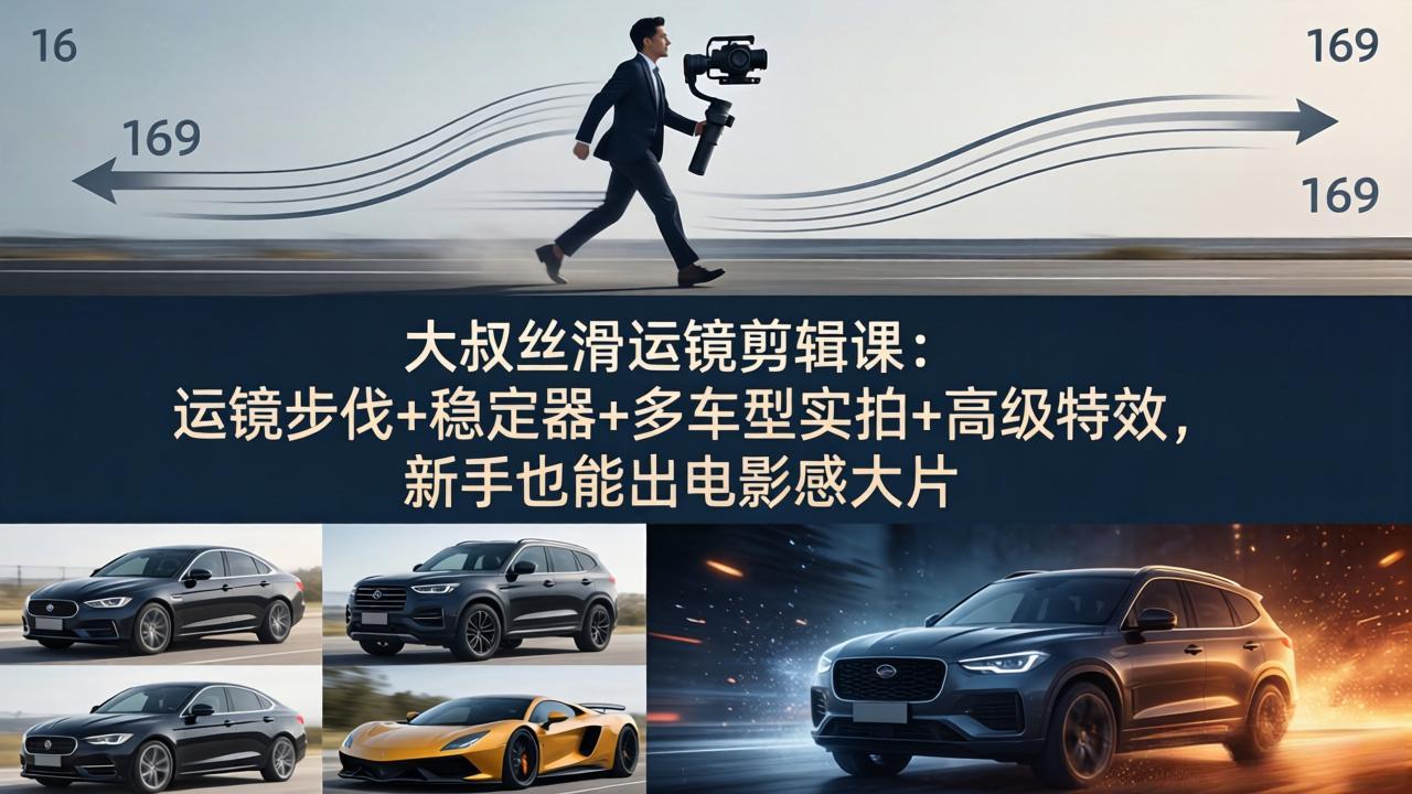 （18004期）大叔丝滑运镜剪辑课：运镜步伐+稳定器+多车型实拍+高级特效，新手也能出电影感大片-翌晨科技网