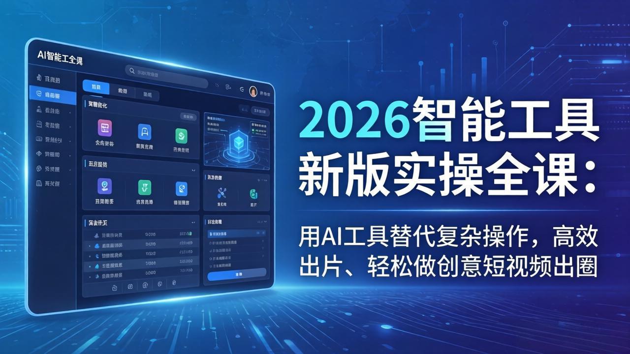（18005期）2026智能工具新版实操全课：用AI工具替代复杂操作，高效出片、轻松做创意短视频出圈-翌晨科技网