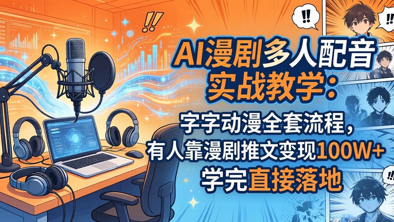 （18060期） AI漫剧多人配音实战教学：字字动漫全套流程，有人靠漫剧推文变现100W+，学完直接落地-翌晨科技网
