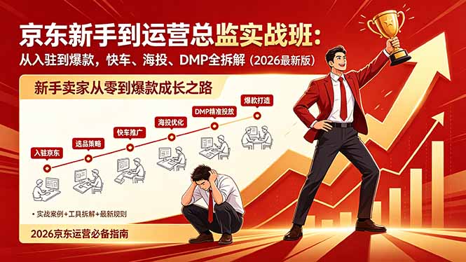 （18291期）京东新手到运营总监实战班：从入驻到爆款，快车、海投、DMP全拆解，2026最新版-翌晨科技网