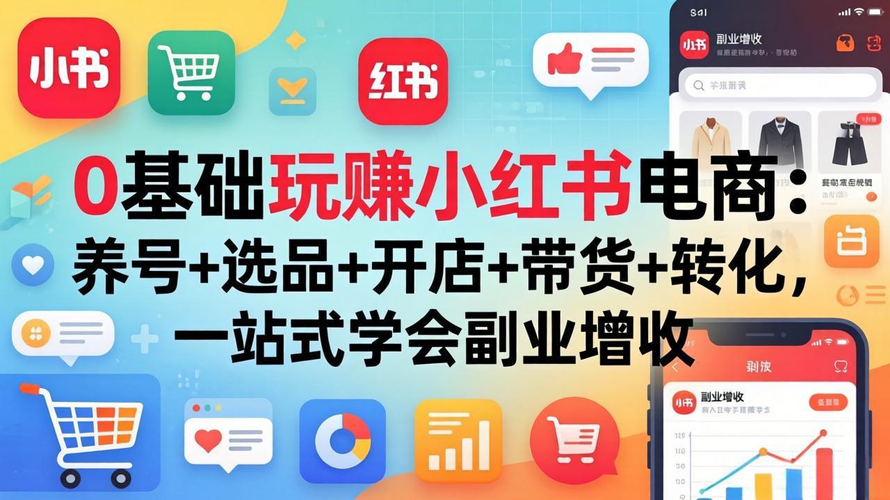 （17949期）0基础玩赚小红书电商：养号+选品+开店+带货+转化，一站式学会副业增收-翌晨科技网