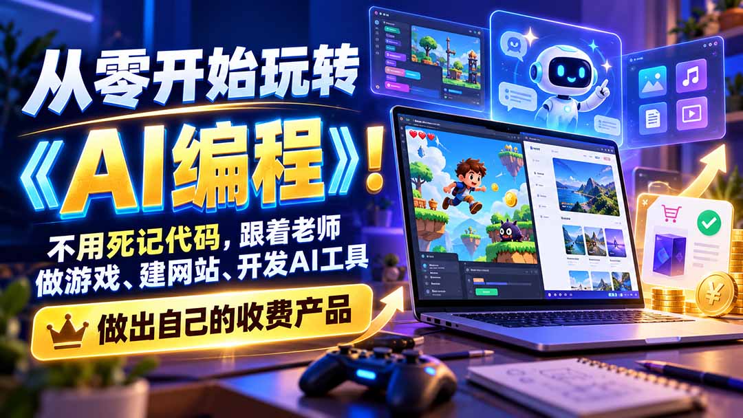 （21210期）从零开始玩转《AI编程》！不用死记代码，跟着老师做游戏、建网站、开发AI工具，最后完成自己的收费产品-翌晨科技网
