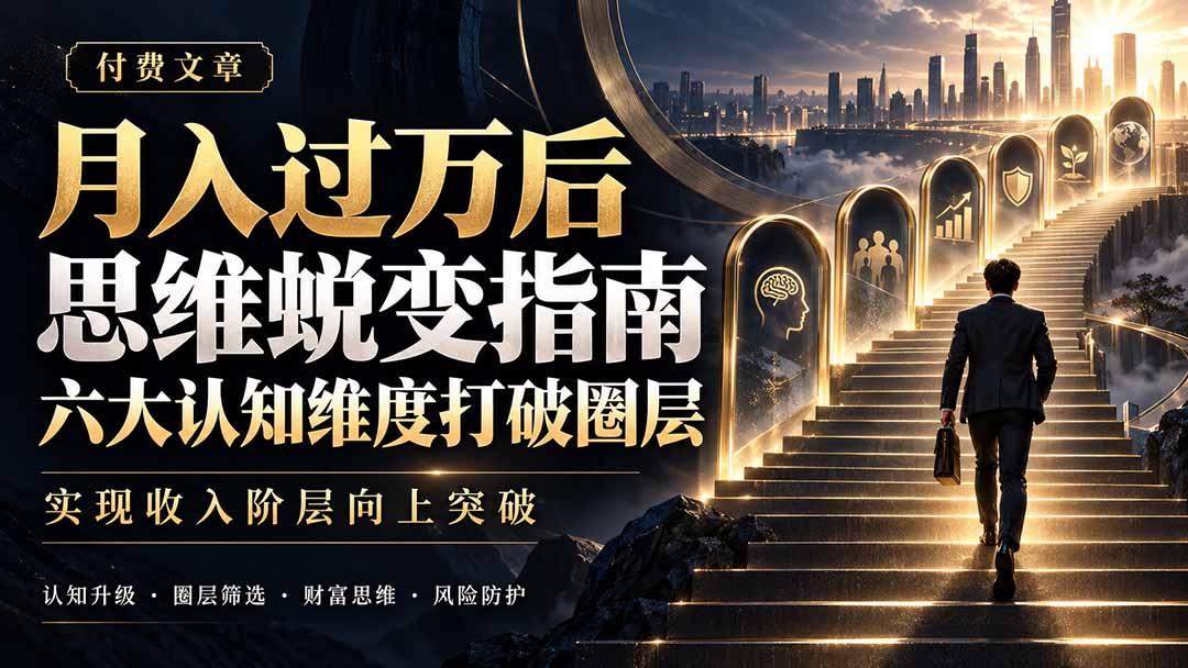 （21210期）付费文章：月入过万后思维蜕变指南，六大认知维度打破圈层，实现收入阶层向上突破-翌晨科技网