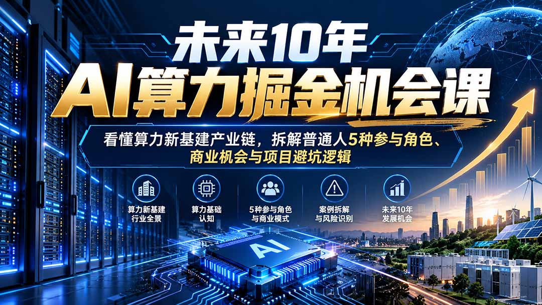 （20825期）未来10年AI算力掘金机会课：看懂算力新基建产业链，拆解普通人5种参与角色、商业机会与项目避坑逻辑-翌晨科技网