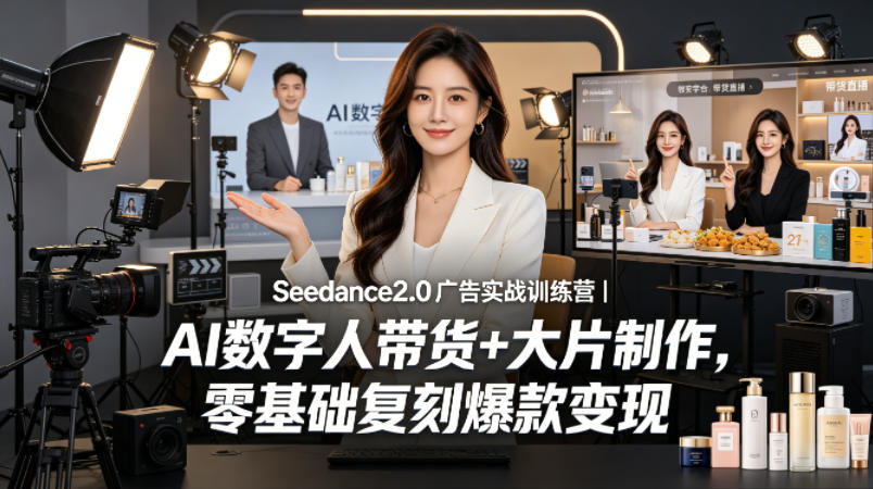 Seedance2.0广告实战训练营｜AI数字人带货+大片制作，零基础复刻爆款变现-翌晨科技网