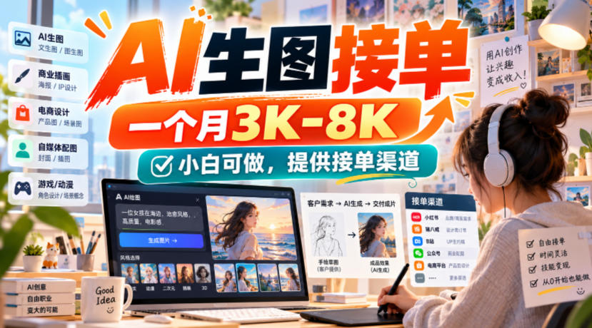 AI生图接单，一个月3K-8K，小白可做，提供接单渠道-翌晨科技网