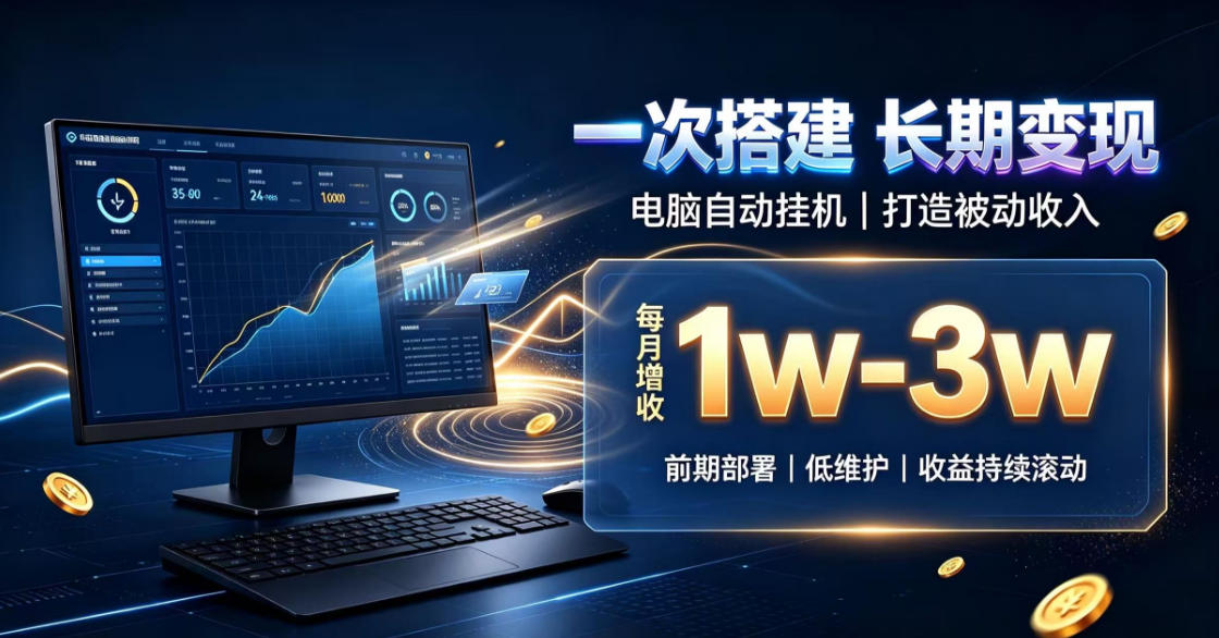 一份投入长期收益，电脑自动挂G类目，搭建被动收入每月增收1w-3w【揭秘】-翌晨科技网