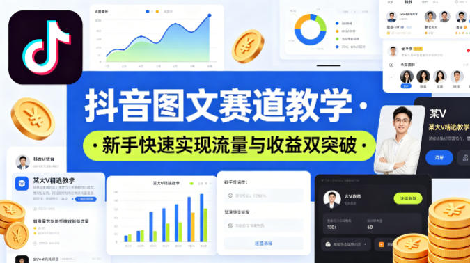抖音图文赛道教学，某大V精选教学，新手也能快速实现流量与收益双突破-翌晨科技网