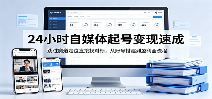 24小时自媒体起号变现速成，跳过赛道定位直接找对标，从账号搭建到盈利全流程-翌晨科技网
