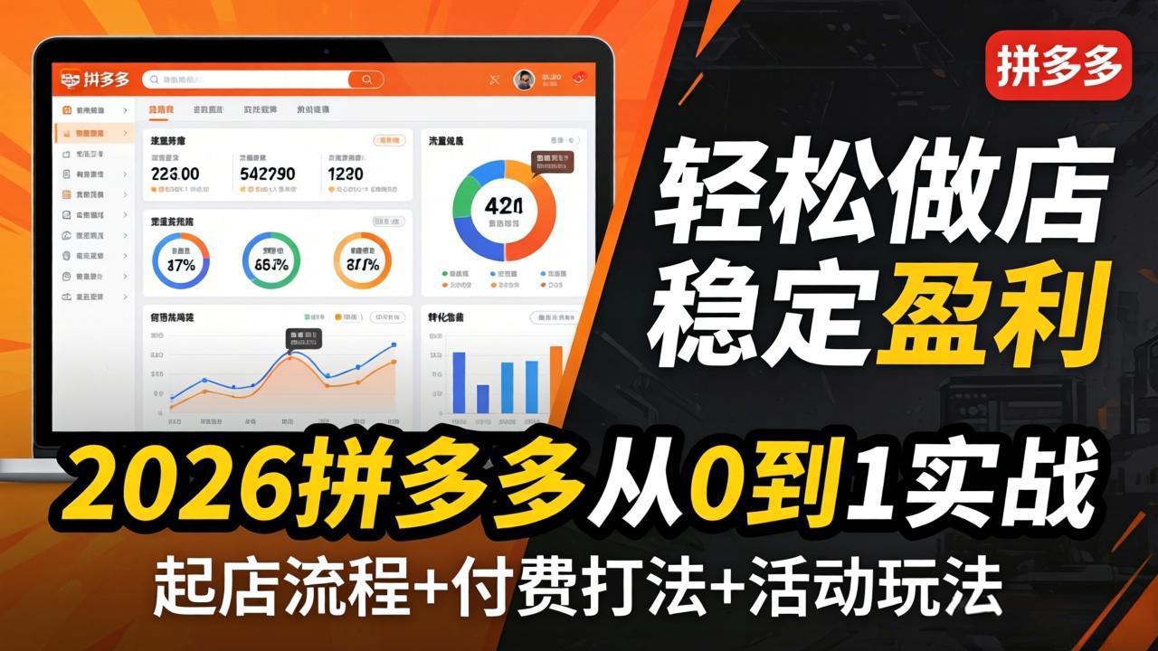 （17951期）2026拼多多从0到1实战-4月更新：最新起店流程+付费打法+活动玩法，轻松做店稳定盈利-翌晨科技网