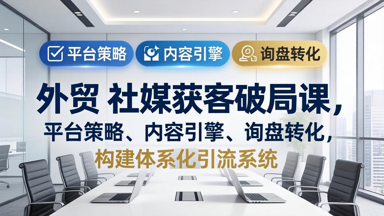 （17901期）外贸 社媒获客破局课，平台策略、内容引擎、询盘转化，构建体系化引流系统（更新26年3月）-翌晨科技网