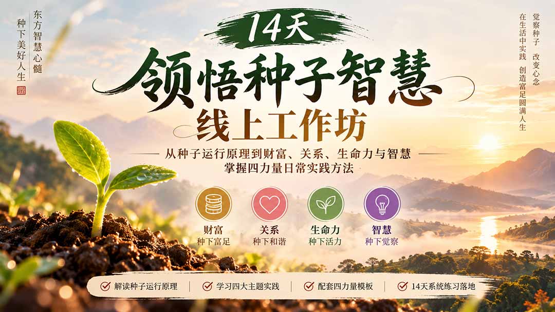 （20756期）14天领悟种子智慧线上工作坊｜从种子运行原理到财富、关系、生命力与智慧，掌握四力量日常实践方法-翌晨科技网