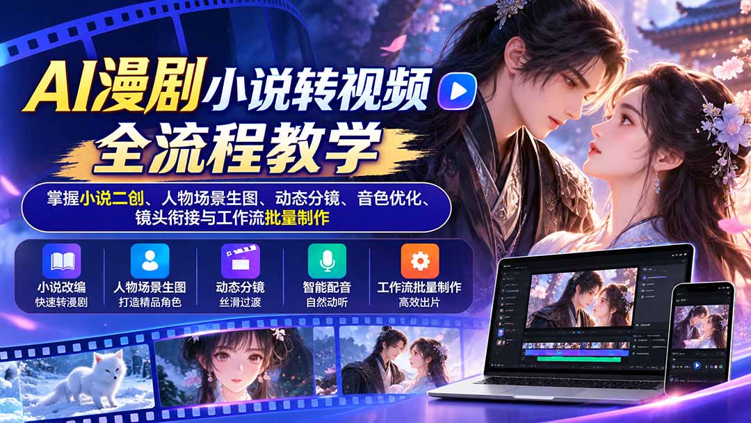 （20880期）AI漫剧小说转视频全流程教学：掌握小说二创、人物场景生图、动态分镜、音色优化、镜头衔接与工作流批量制作-翌晨科技网