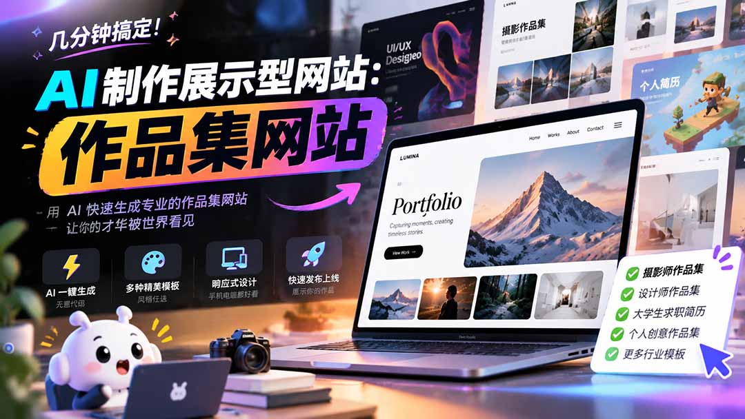（21213期）几分钟搞定，AI制作展示型网站制作：作品集网站，用AI快速生成专业的作品集网站，接单变现！-翌晨科技网