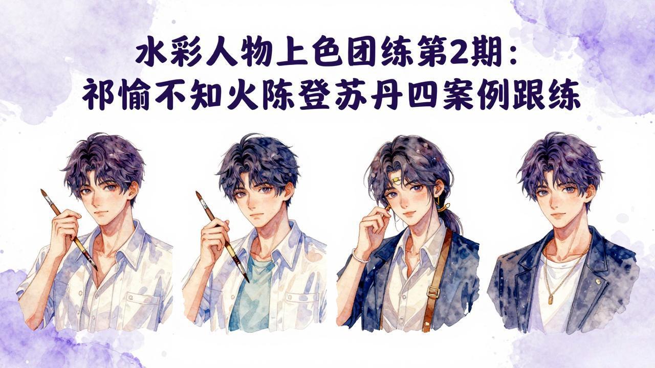 （17954期）水彩人物上色团练第2期：祁煜不知火陈登苏丹四案例跟练，手把手提升绘画能力-翌晨科技网