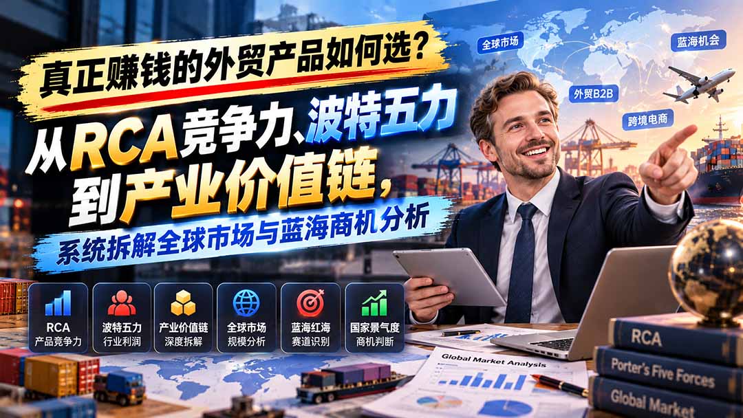 （20932期）真正赚钱的外贸B2B产品如何选？从RCA竞争力、波特五力到产业价值链，系统拆解全球市场与蓝海商机分析-翌晨科技网