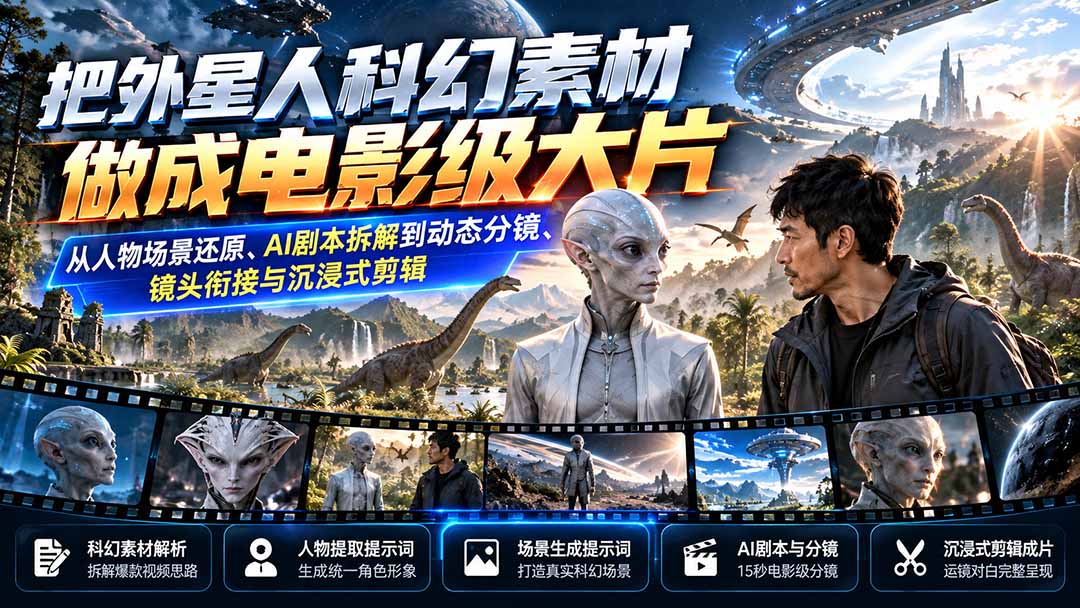 （20946期）把外星人科幻素材做成电影级大片：从人物场景还原、AI剧本拆解到动态分镜、镜头衔接与沉浸式剪辑-翌晨科技网