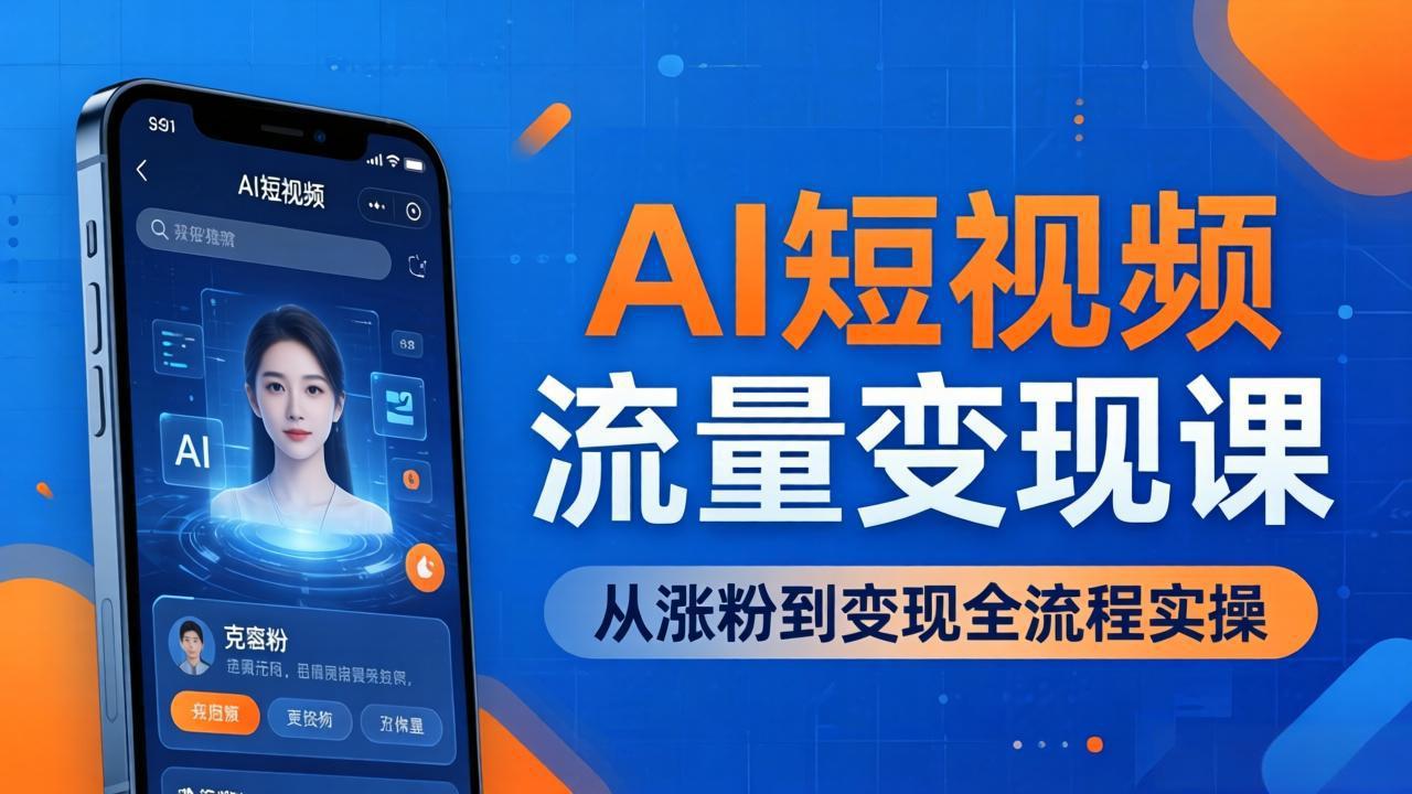 （17939期）AI短视频流量变现课：一部手机玩转数字人克隆+爆款制作，从涨粉到变现全流程实操-翌晨科技网